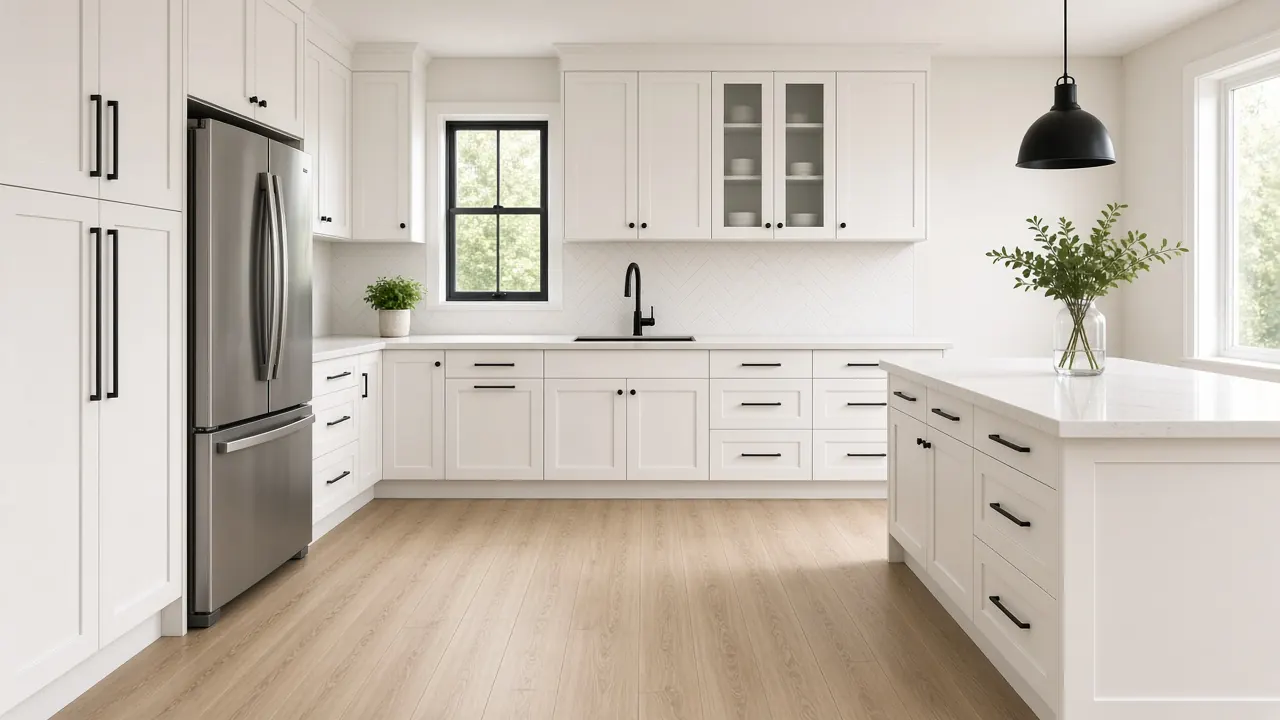 Light wood-look plank in a kitchen.
